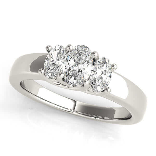 2.5 Carat 3 stones Oval Lab Grown Diamond Engagement Ring for Women | 14K Gold | F-G Color, VS-SI Clarity | Outstanding Designed Set | 30 Day Free Return