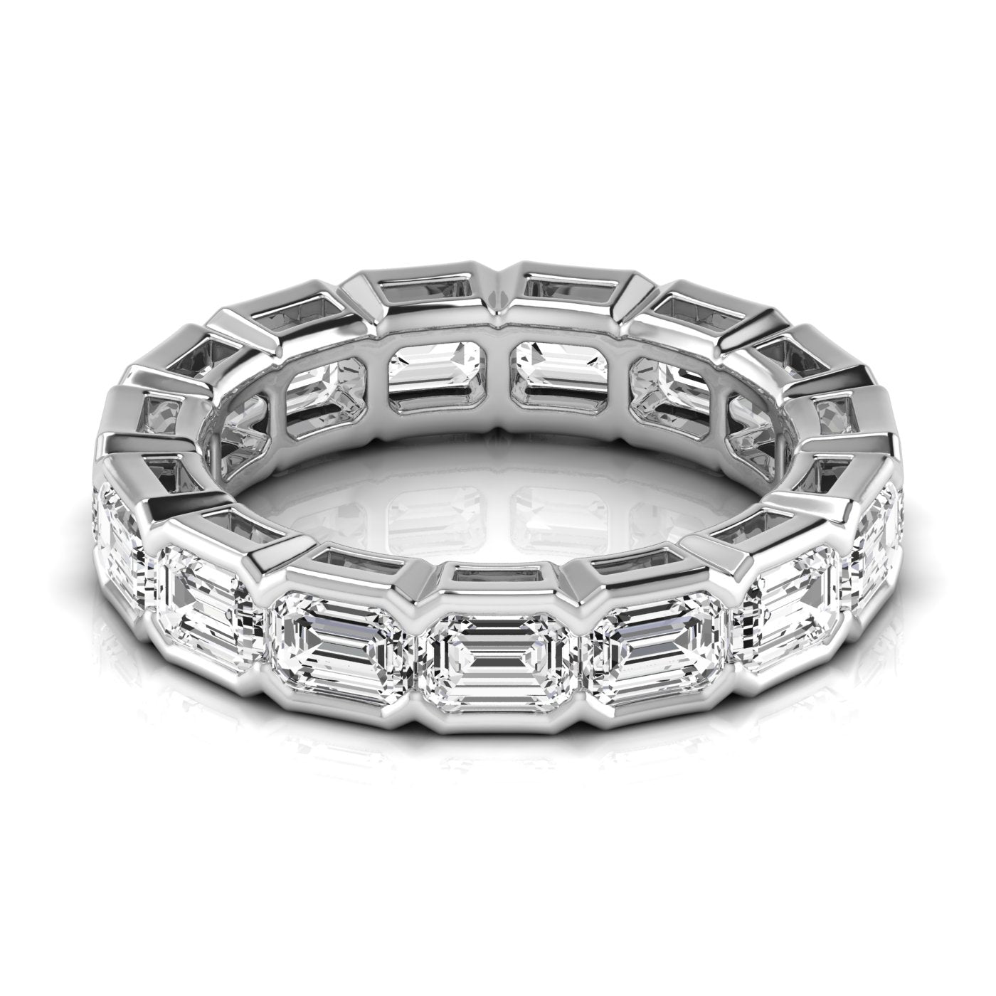 Revival Dimoand 14K Gold East-West Half Bezel Emerald Cut Lab Grown Diamond Eternity Band | 14K Gold, Stone Size-0.33 | E-F Color, VS-SI Clarity | 30 Day Free Return