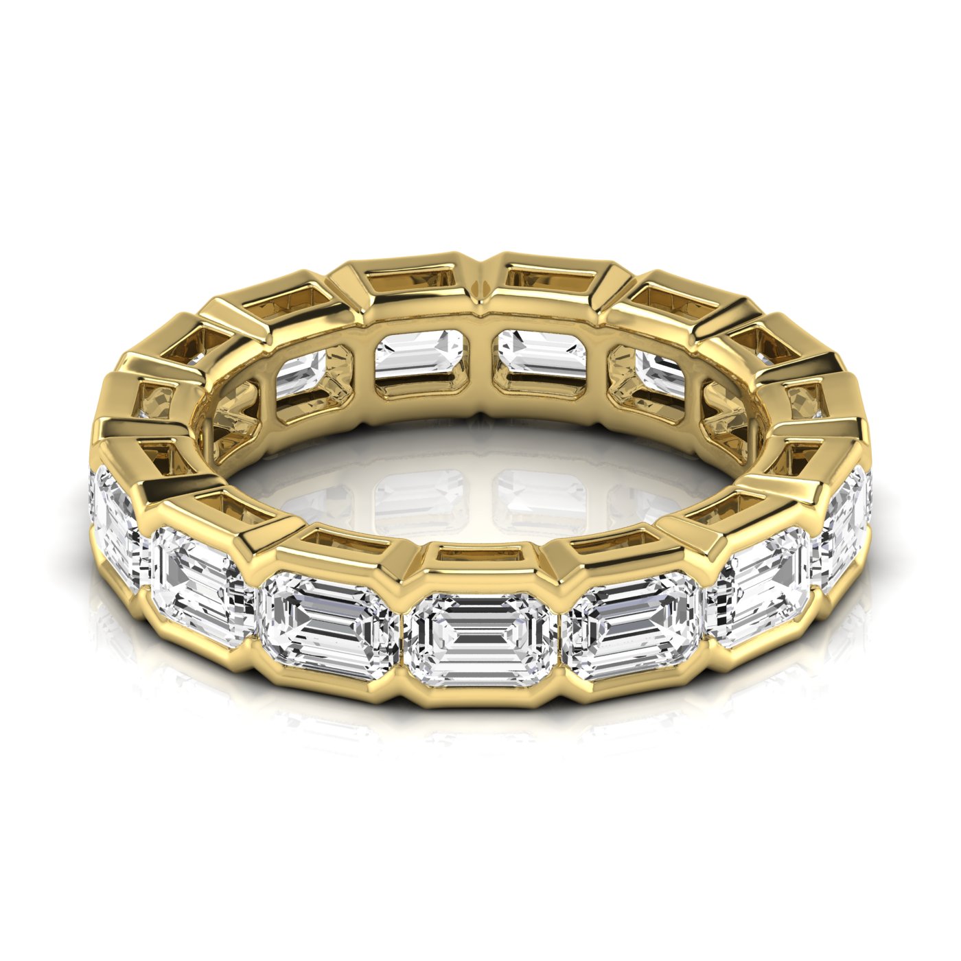 Revival Dimoand 14K Gold East-West Half Bezel Emerald Cut Lab Grown Diamond Eternity Band | 14K Gold, Stone Size-0.33 | E-F Color, VS-SI Clarity | 30 Day Free Return