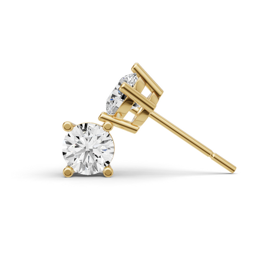 W Lab Grown Round Cut Diamond Solitaire Earrings with Prong Setting