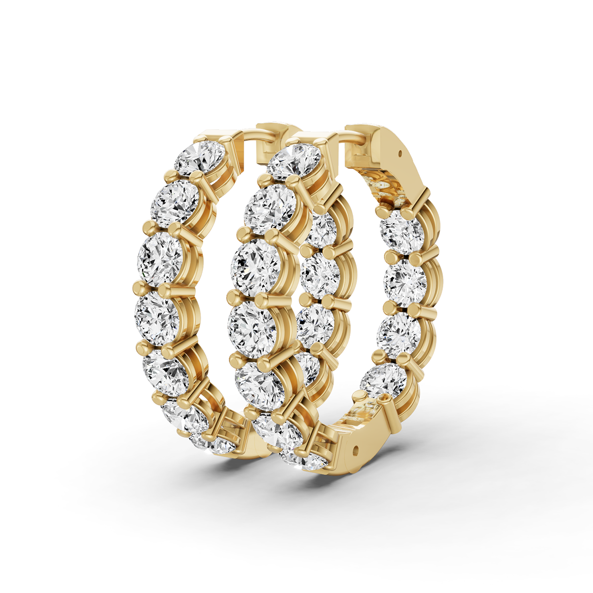 TW Lab Grown Diamond Round Shape In & Out Hoop Earrings
