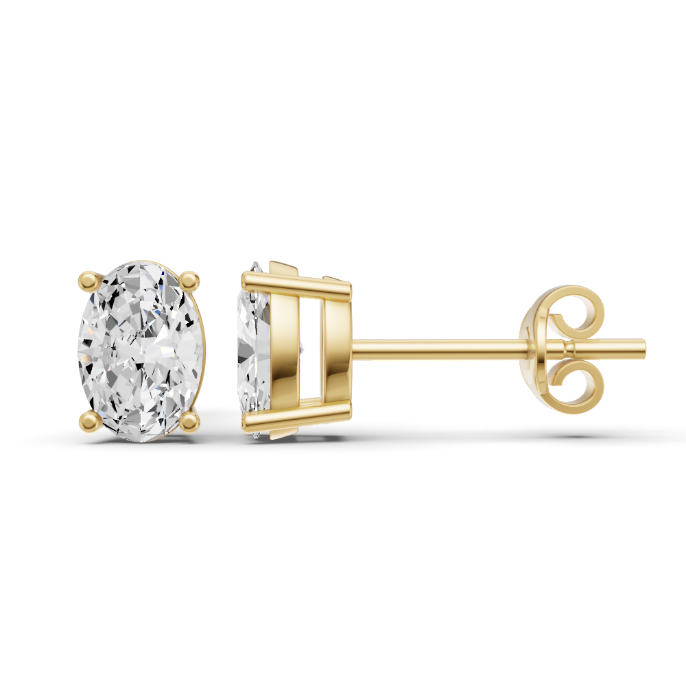 W Lab Grown Oval Shape Diamond Solitaire Earrings with Prong Setting