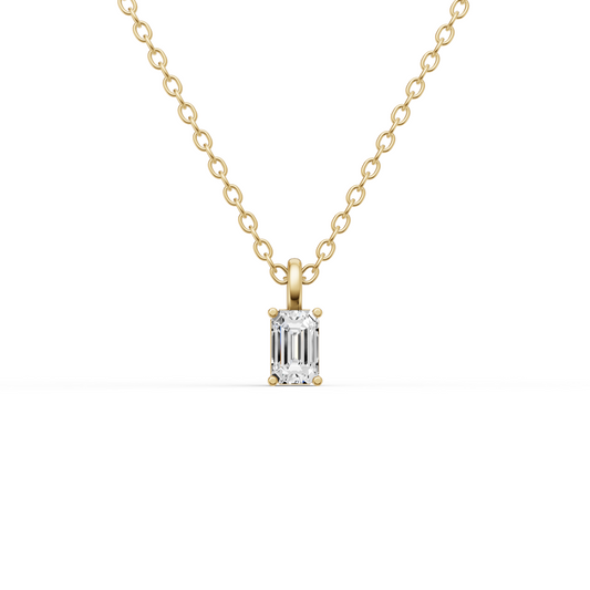 Lab Grown Emerald Cut Diamond Solitaire Pendant with Bail