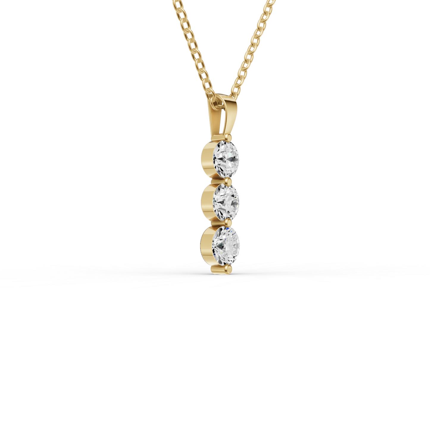W Round Lab Grown Diamond Three Stone Snow Pendant