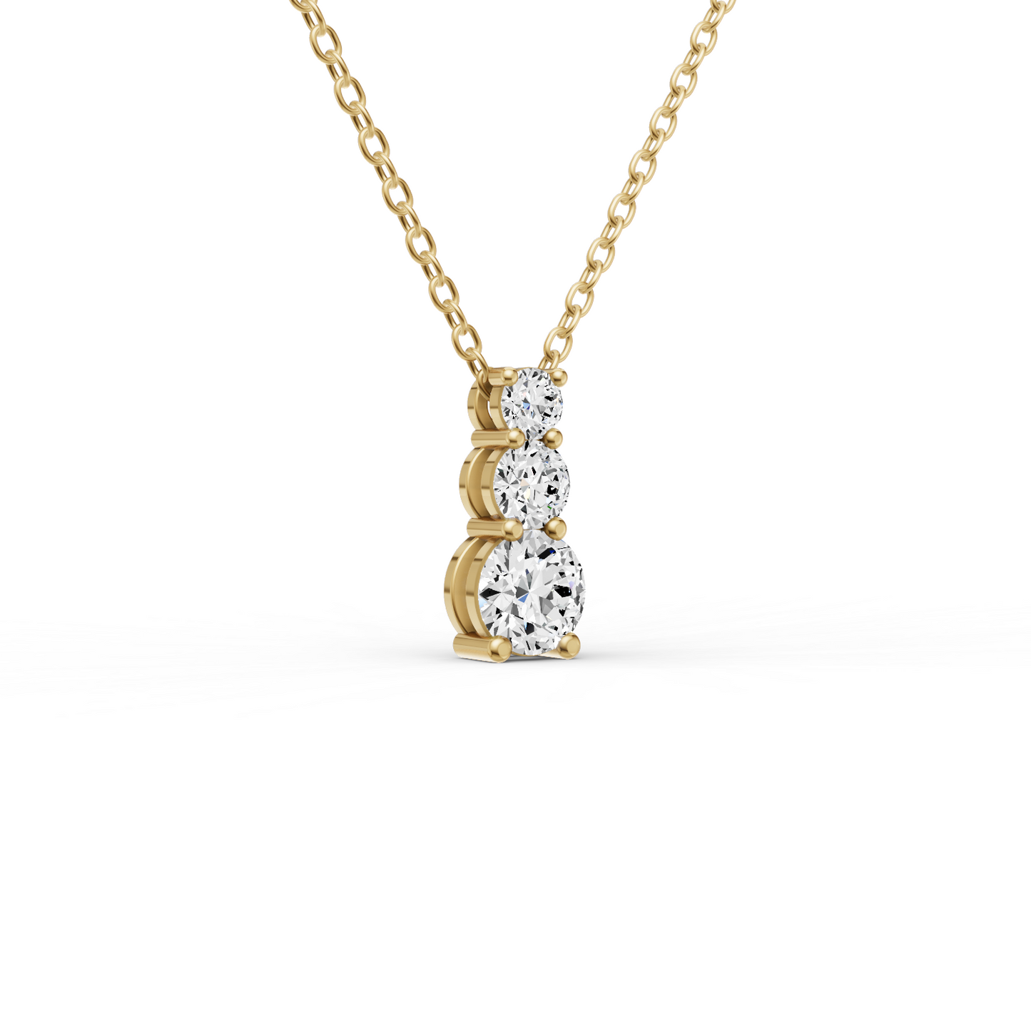 W Round Lab Grown Diamond Three Stone Snow Hidden Bail Pendant