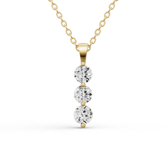 W Round Lab Grown Diamond Three Stone Snow Pendant