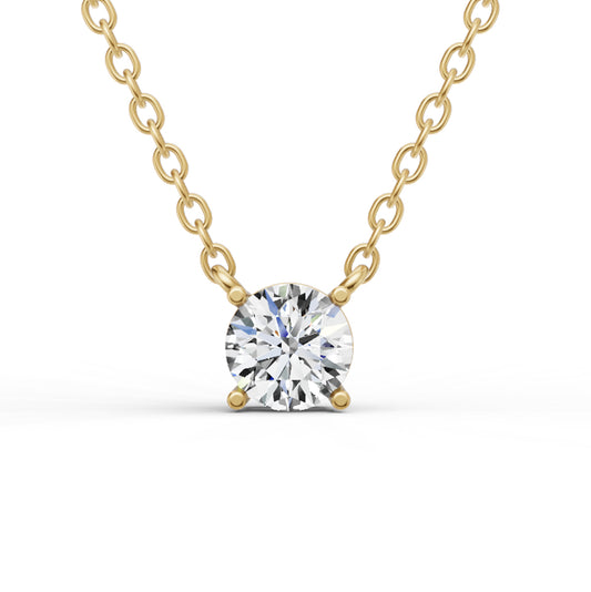 Lab Grown Floating Round Shape Diamond Solitaire Pendant