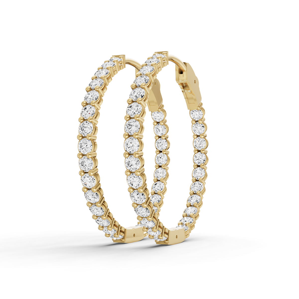 W Lab Grown Diamond Round Shape In & Out Hoop Earrings