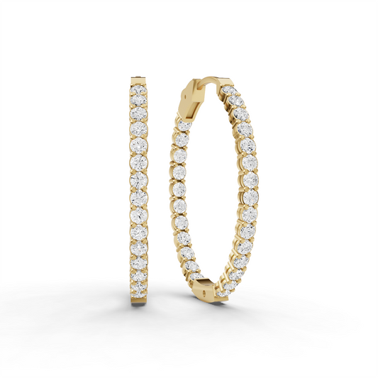 W Lab Grown Diamond Oval Shape In & Out Hoop Earrings