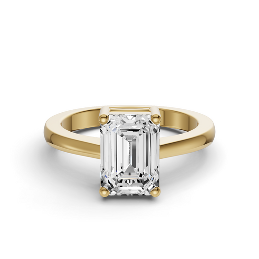 Emerald Cut Basket Regular shank Solitaire Ring