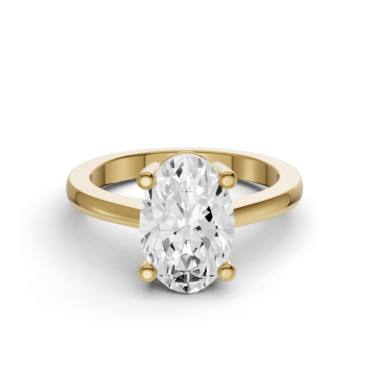 Oval Cut Basket Regular shank Solitaire Ring