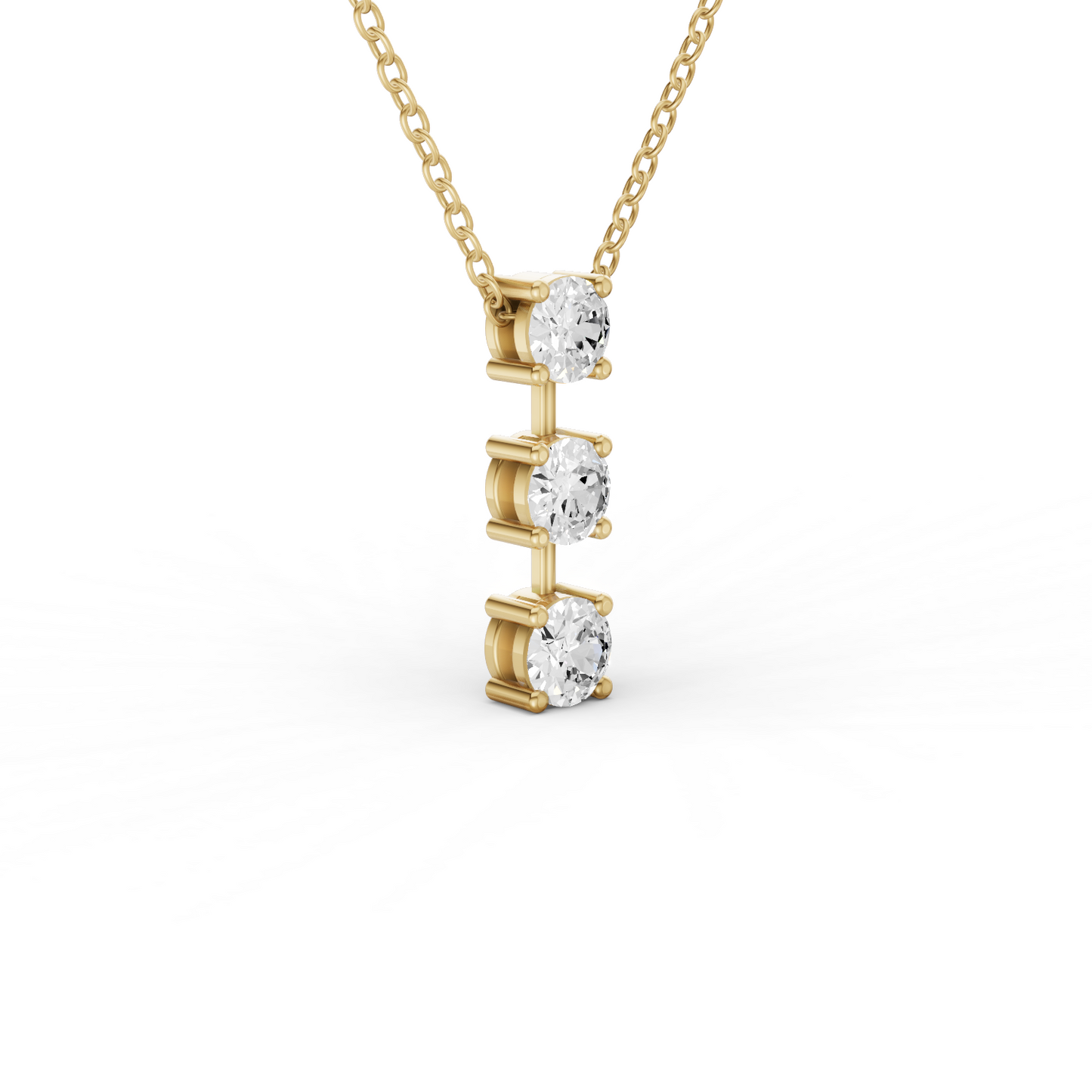 W Round Lab Grown Diamond Three Stone Bar Pendant