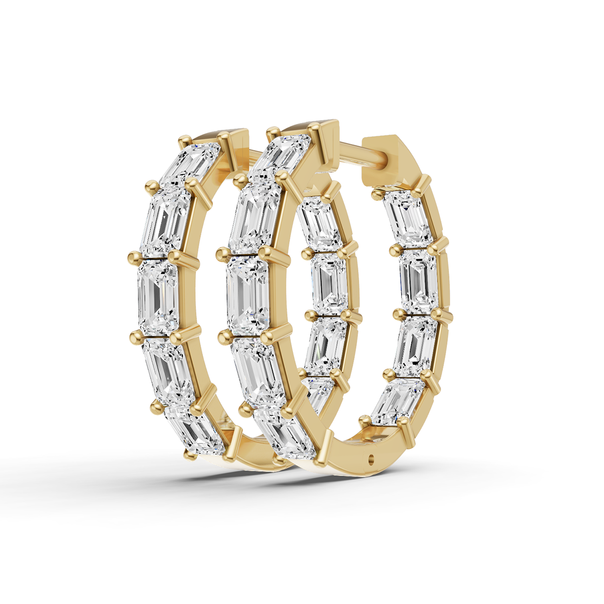W Lab Grown Emerald Diamond North-South Fancy Hoop Earrings