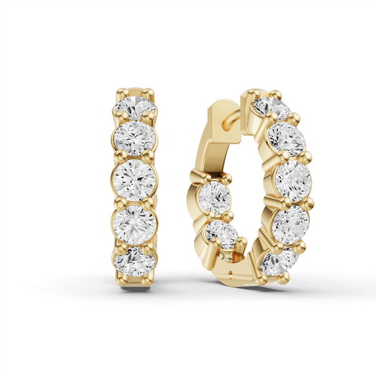 TW Lab Grown Diamond In and Out Huggie Hoop Earrings