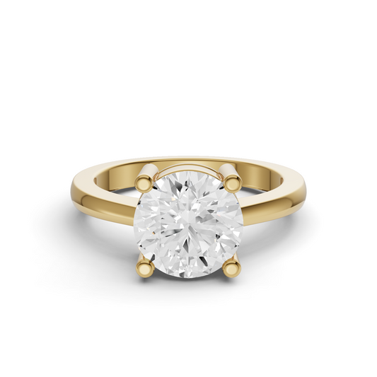 Round Cut Basket Regular shank Solitaire Ring