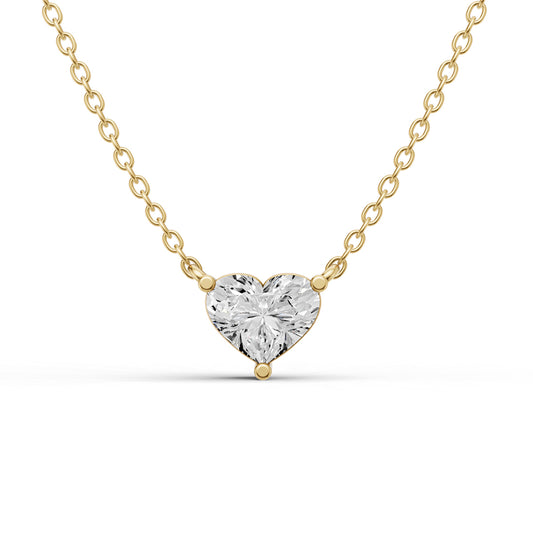Lab Grown Floating Heart Shape Diamond Solitaire Pendant