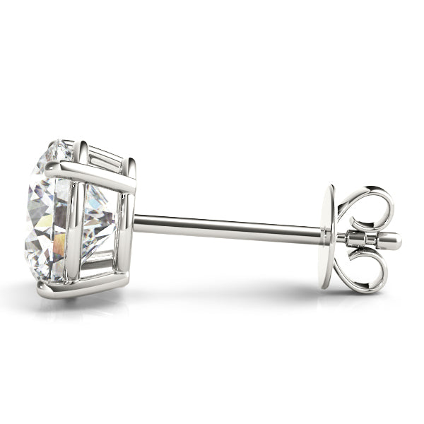2.00 Carat 14K White Gold Lab Grown Diamond Solitaire Stud Earrings | Round Shape Push Back Prong Setting Revival Diamonds Earrings
