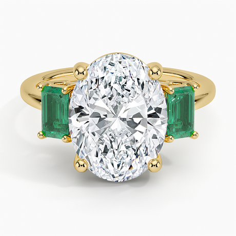 Luxe Rhiannon Three Stone Lab Emerald Ring