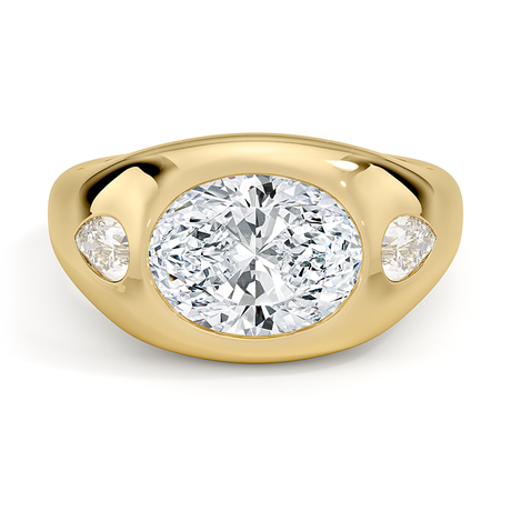Sloane Flush Set Three Stone Diamond Dome Ring