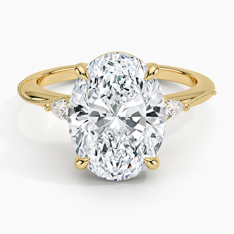 Camellia Three Stone Pear Diamond Ring