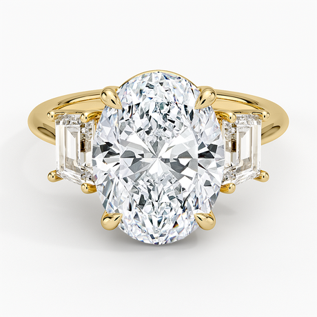Luxe Embrace Three Stone Trapezoid Diamond Ring