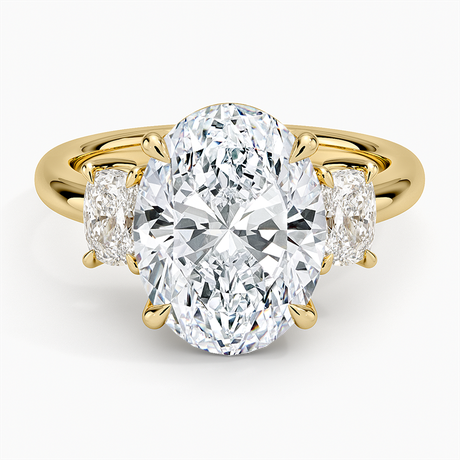 Faye Elongated Cushion Three Stone Diamond Ring