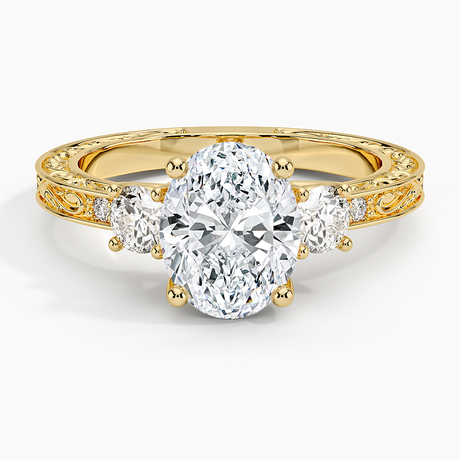 Antique Scroll Engraved Three Stone Diamond Ring (1/3 ct. tw.)