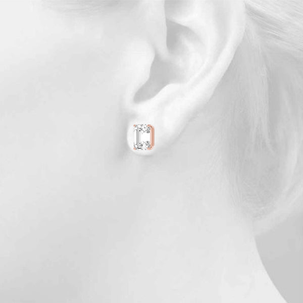 2 Carat- 6 Carat Emerald Cut Diamond Earrings. Emerald Cut Diamond Studs. 2 Carat F VS Emerald Diamond Stud Earrings