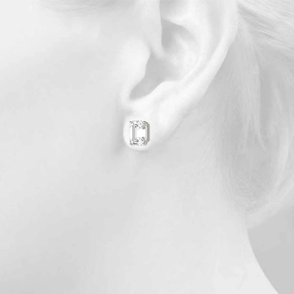 2 Carat- 6 Carat Emerald Cut Diamond Earrings. Emerald Cut Diamond Studs. 2 Carat F VS Emerald Diamond Stud Earrings