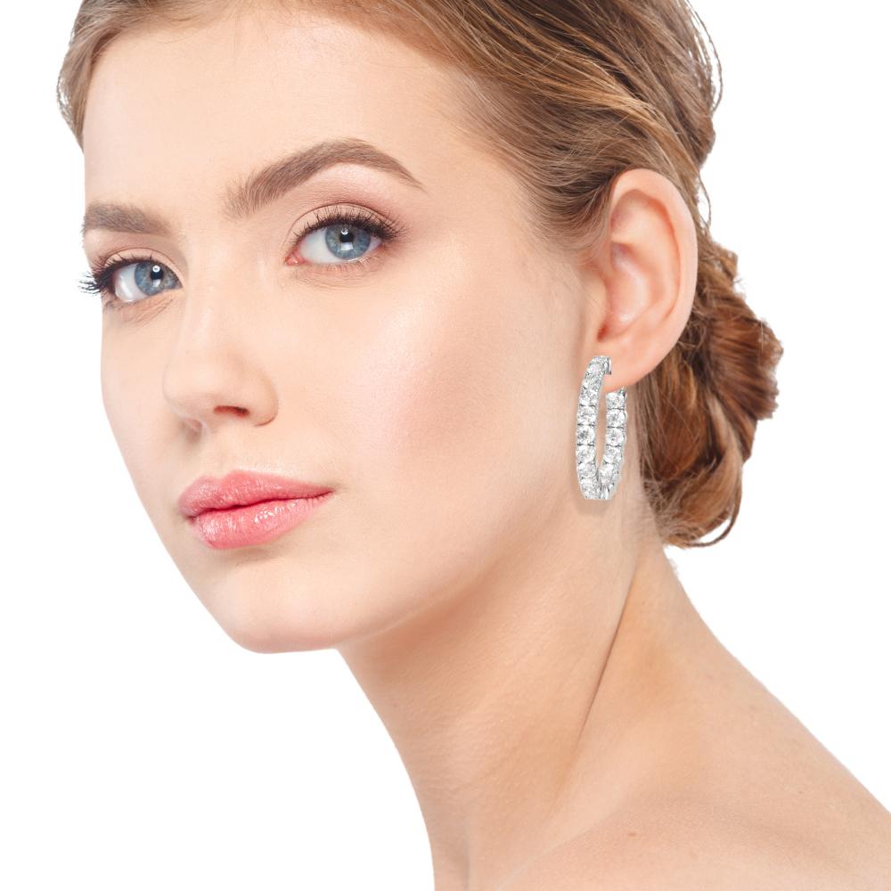 In-Out Lab Diamond Vault Lock Hoop Earrings