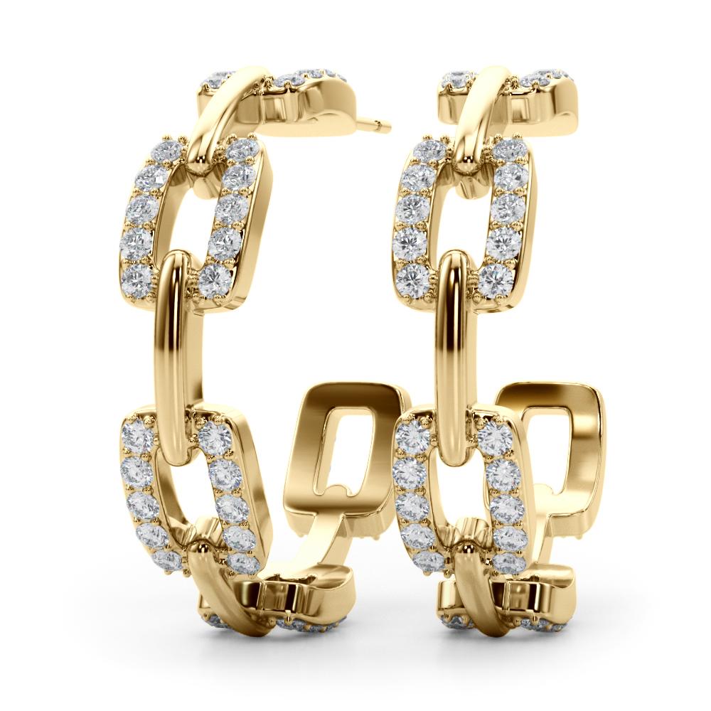 Lab Diamond Chain Link Hoop Earrings