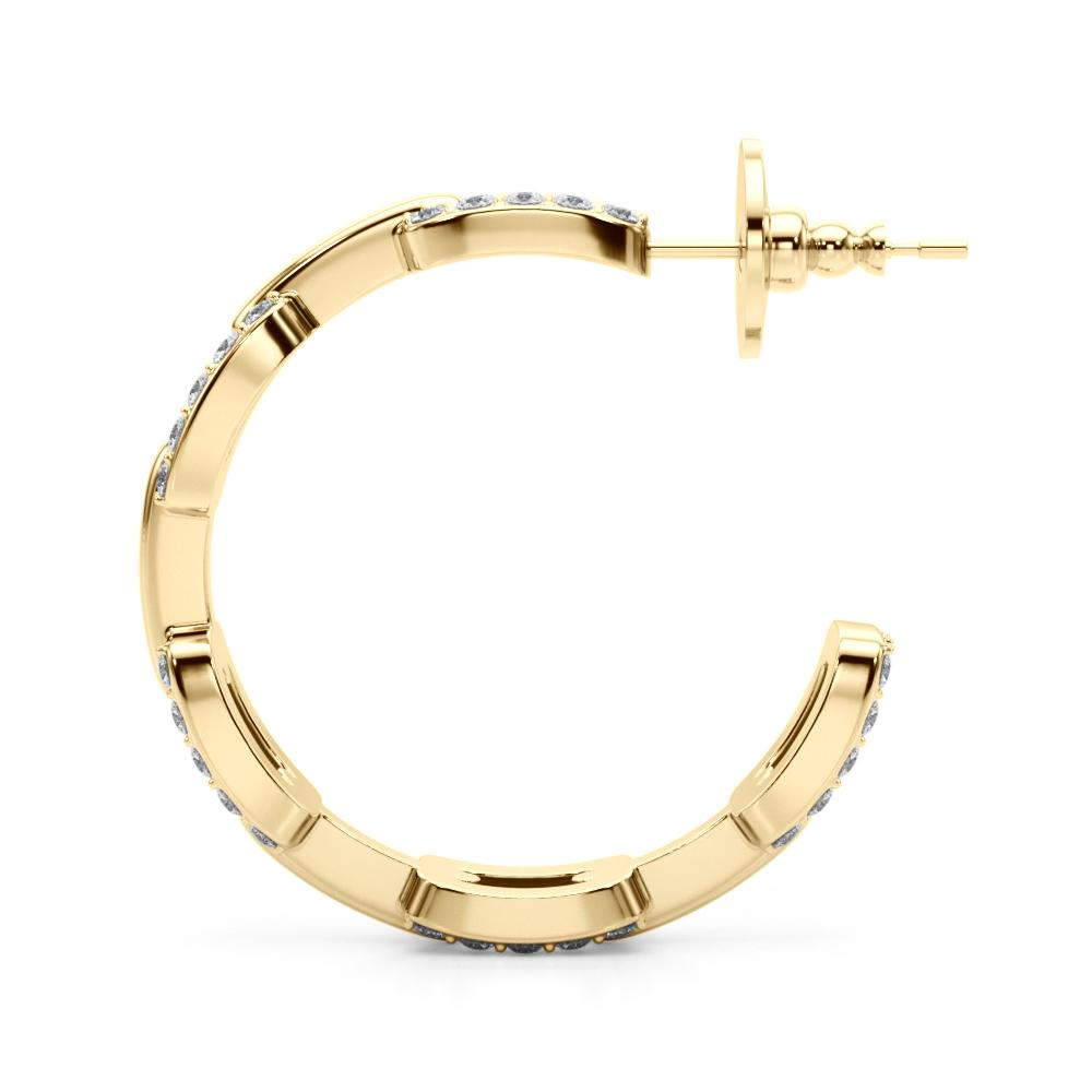 Lab Diamond Chain Link Hoop Earrings