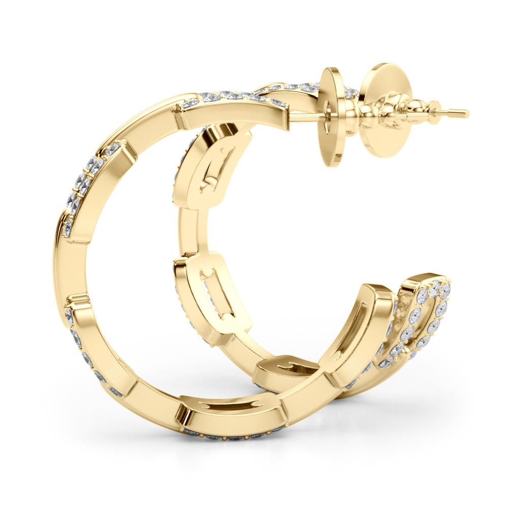 Lab Diamond Chain Link Hoop Earrings