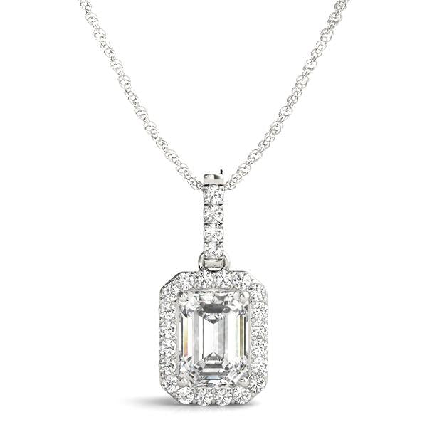 Lab Diamond Emerald Halo Pendant