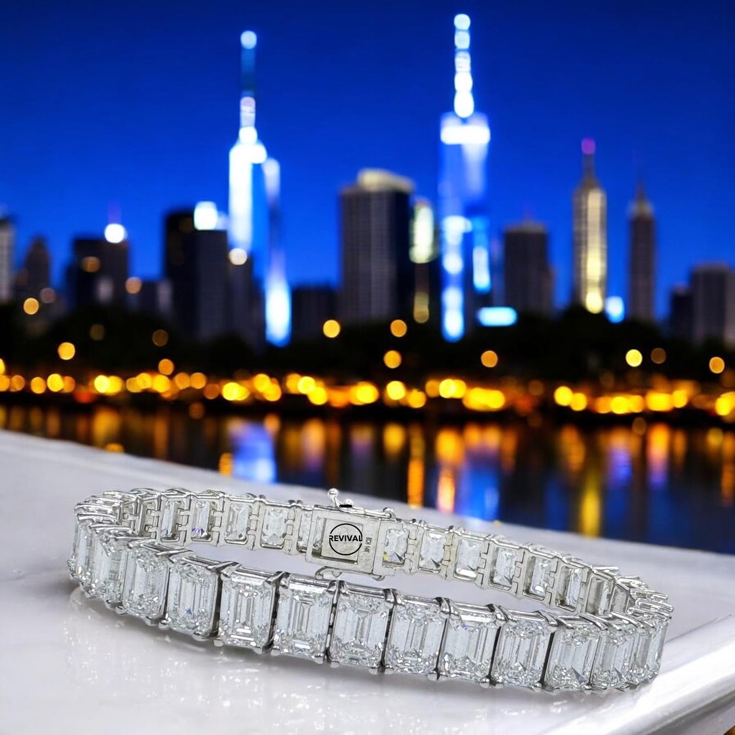 Emeral-Cut Lab Grown Diamond Tennis Bracelets 33ct.tw EF VS1+
