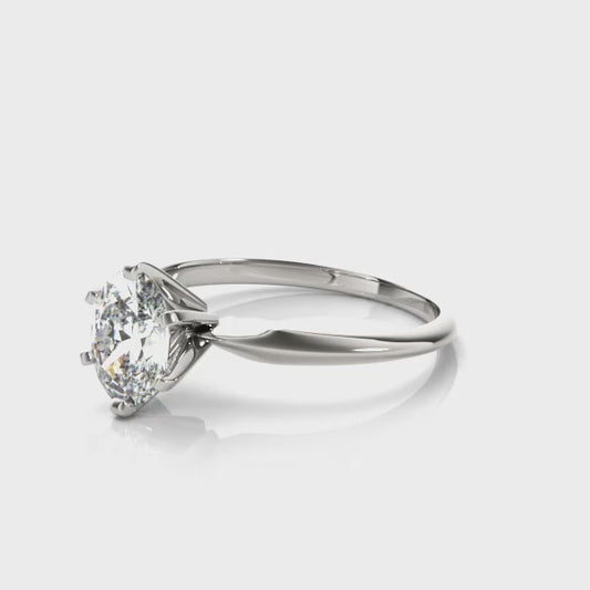1 Carat Certified Lab Grown Diamond Engagement Ring For Women | 14K in White Lab Created Four-Prong Solitaire Diamond Engagement Ring | FG-VS1-VS2 Quality Revival Diamonds Engagement Ring