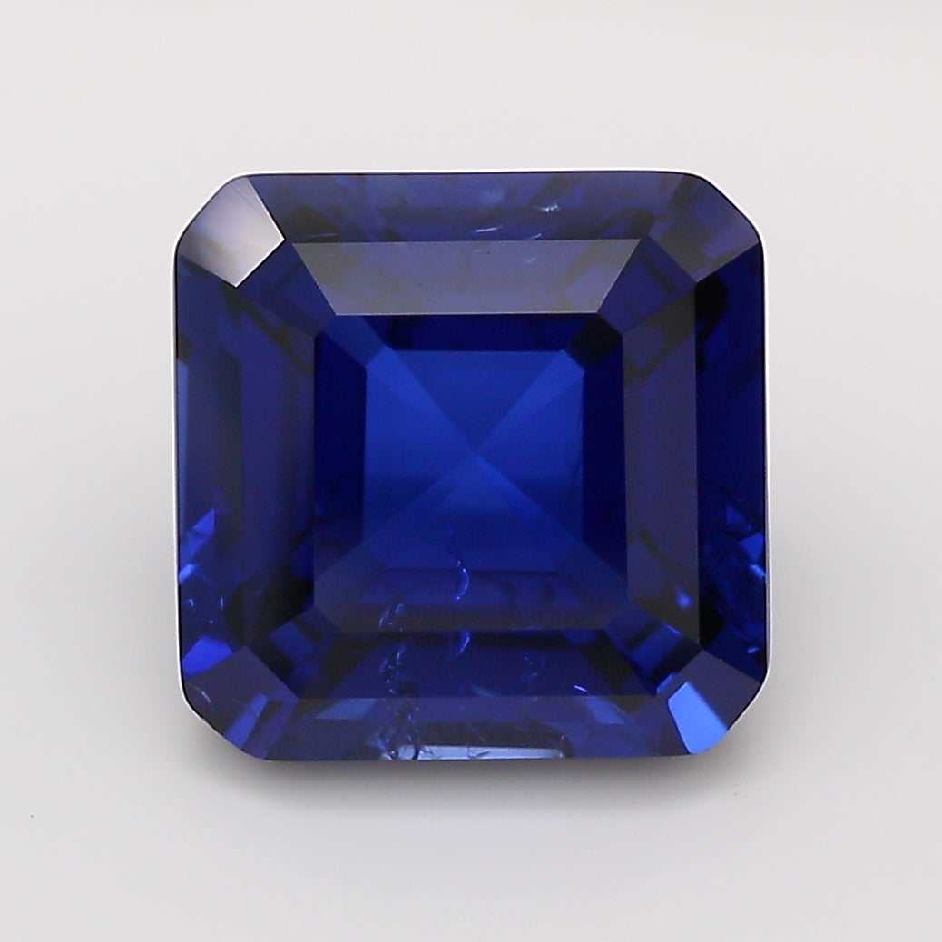 4.49 Carat Royal Blue Square Emerald Cut Cut Lab Grown Sapphire