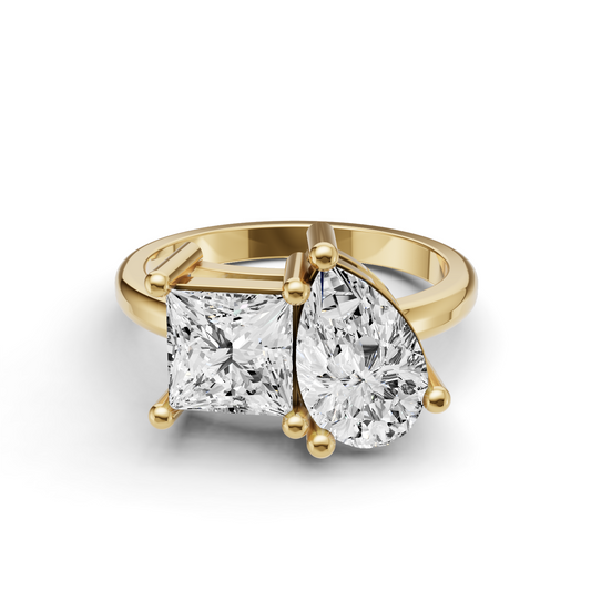 Princess Cut & Pear Shape Two Stone Ring
