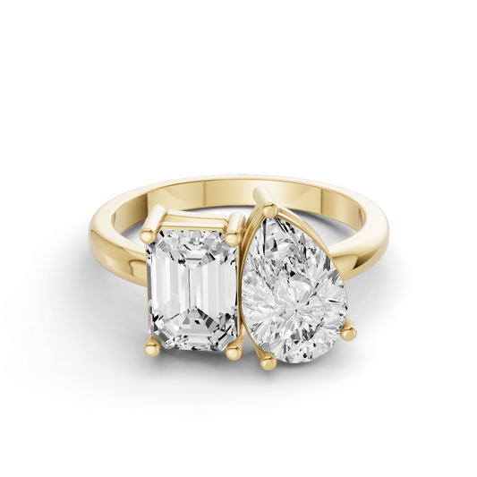 Emerald & Pear Shape Two Stone Ring