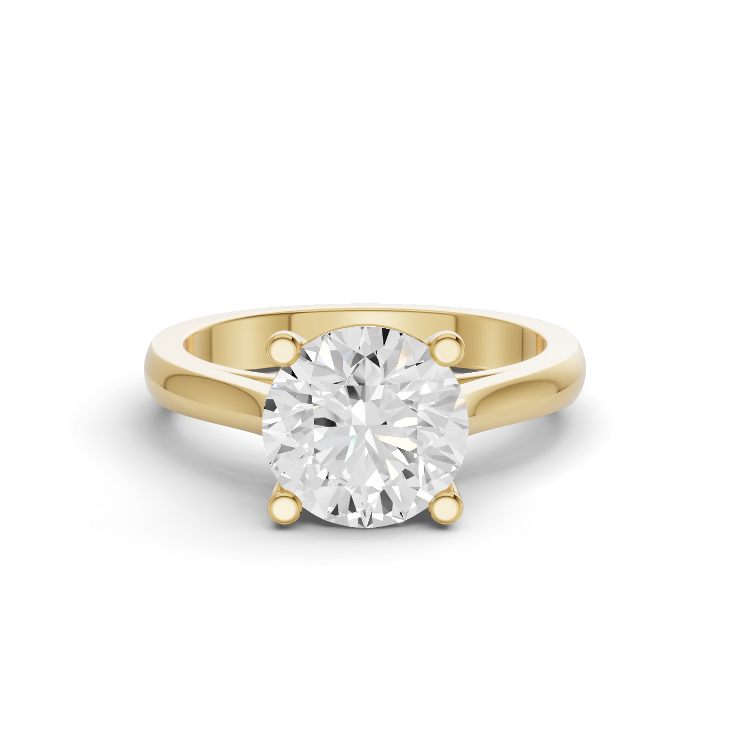 Round Cut Cathedral Solitaire Ring