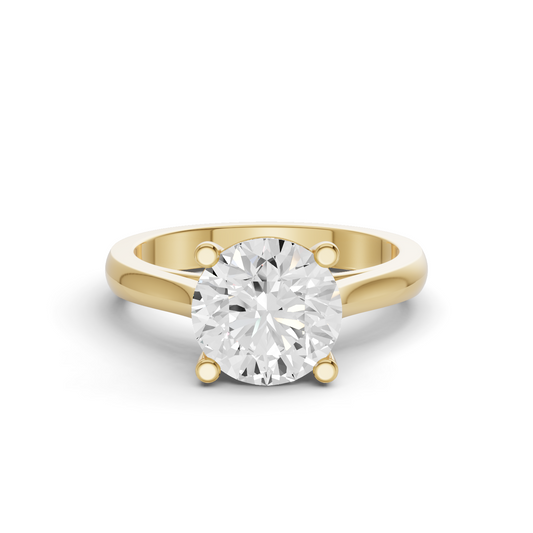 Round Cut Cathedral Solitaire Ring