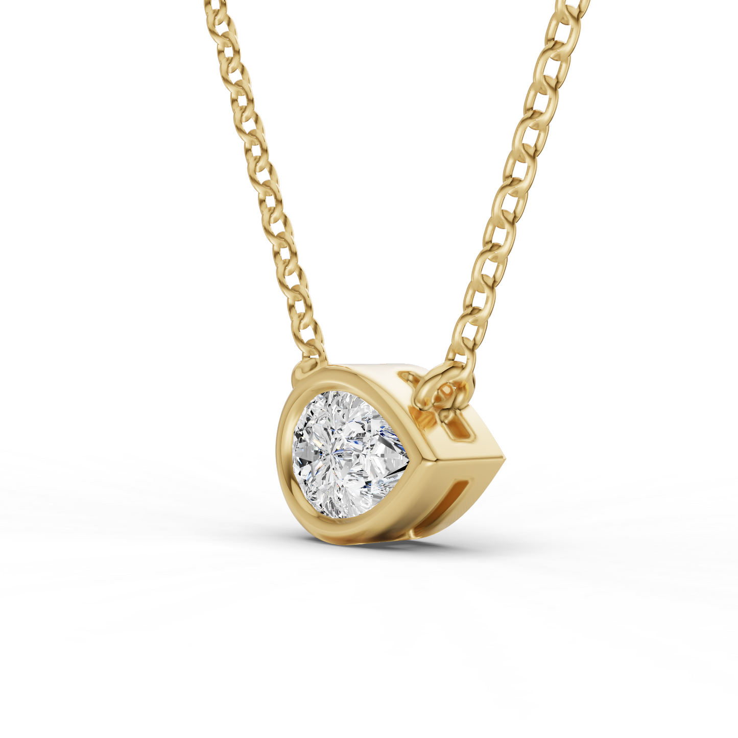 Lab Grown Pear Shape Diamond Solitaire Pendant with Bezel Setting