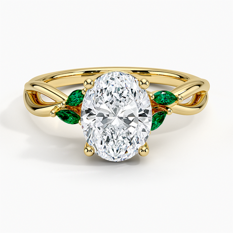Willow Ring With Lab Emerald Accents