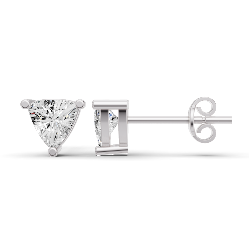 W Lab Grown Trillion Shape Diamond Solitaire Earrings with Prong Setting