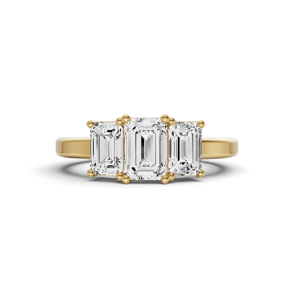 LG Emerald 3 Stone Basket Setting Ring
