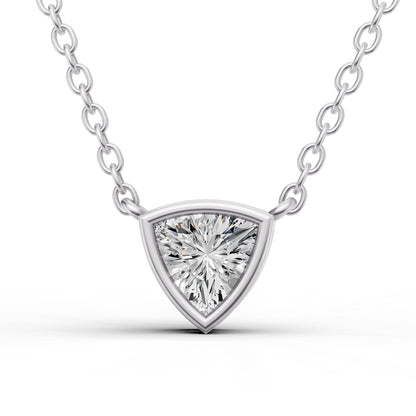 Lab Grown Trillion Shape Diamond Solitaire Pendant with Bezel Setting