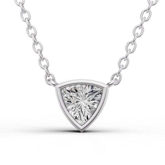 Lab Grown Trillion Shape Diamond Solitaire Pendant with Bezel Setting