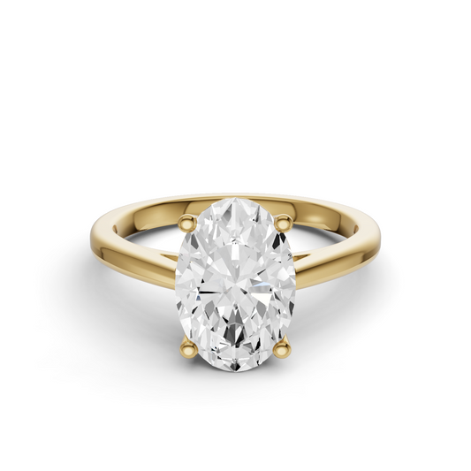 Oval Cut Basket Split shank Solitaire Ring