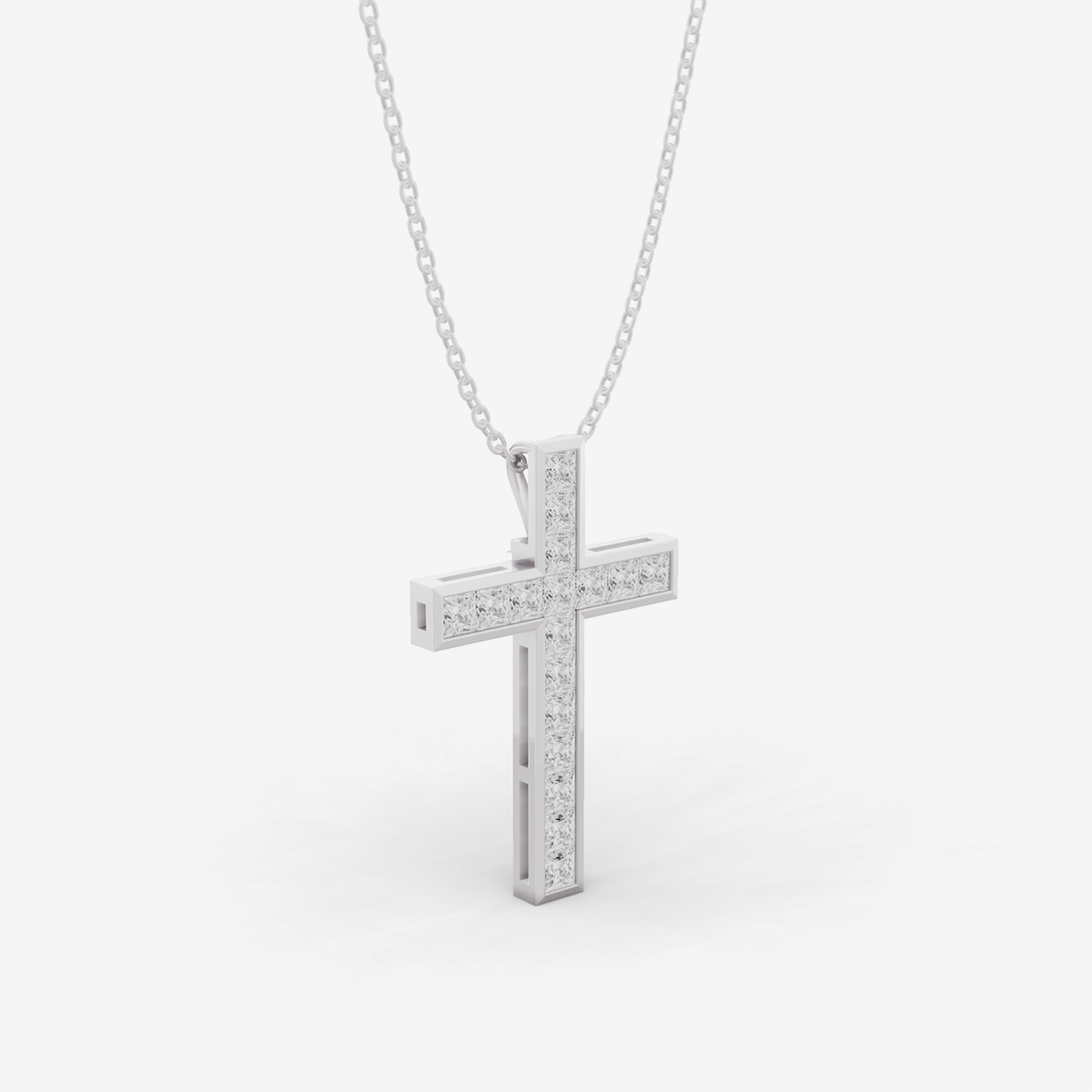 W Princess Diamond Bezel Pendent in 14K WG