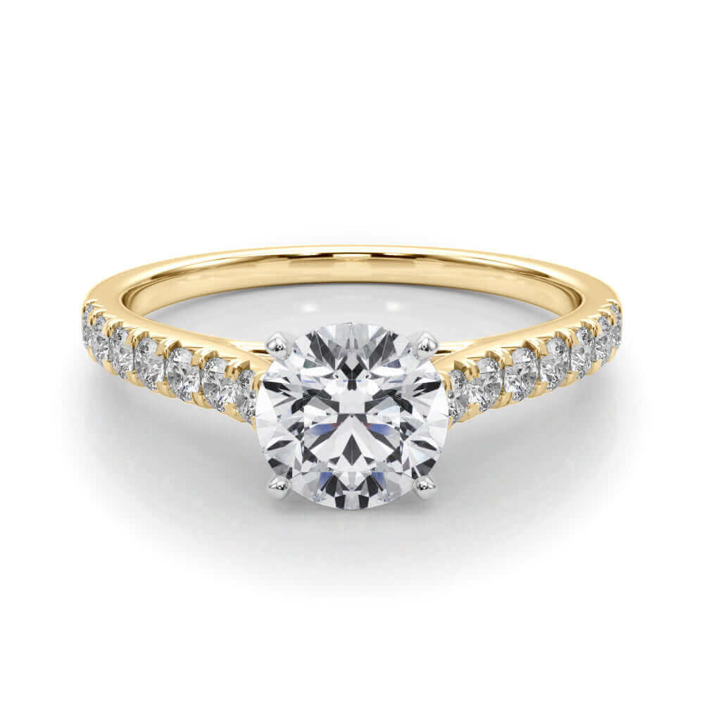 JewelMore 2 Carat Round Lab Grown Diamond Engagement Ring for Women | 14K Gold | 1.70 Carat Center stone | F-G Color, VS-SI Clarity | Beautiful Collection | 30 Day Free Return